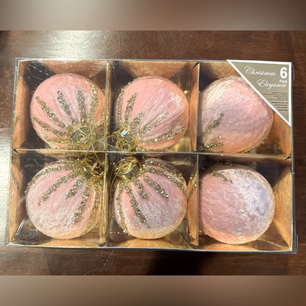 Blush pink and gold Christmas ornaments